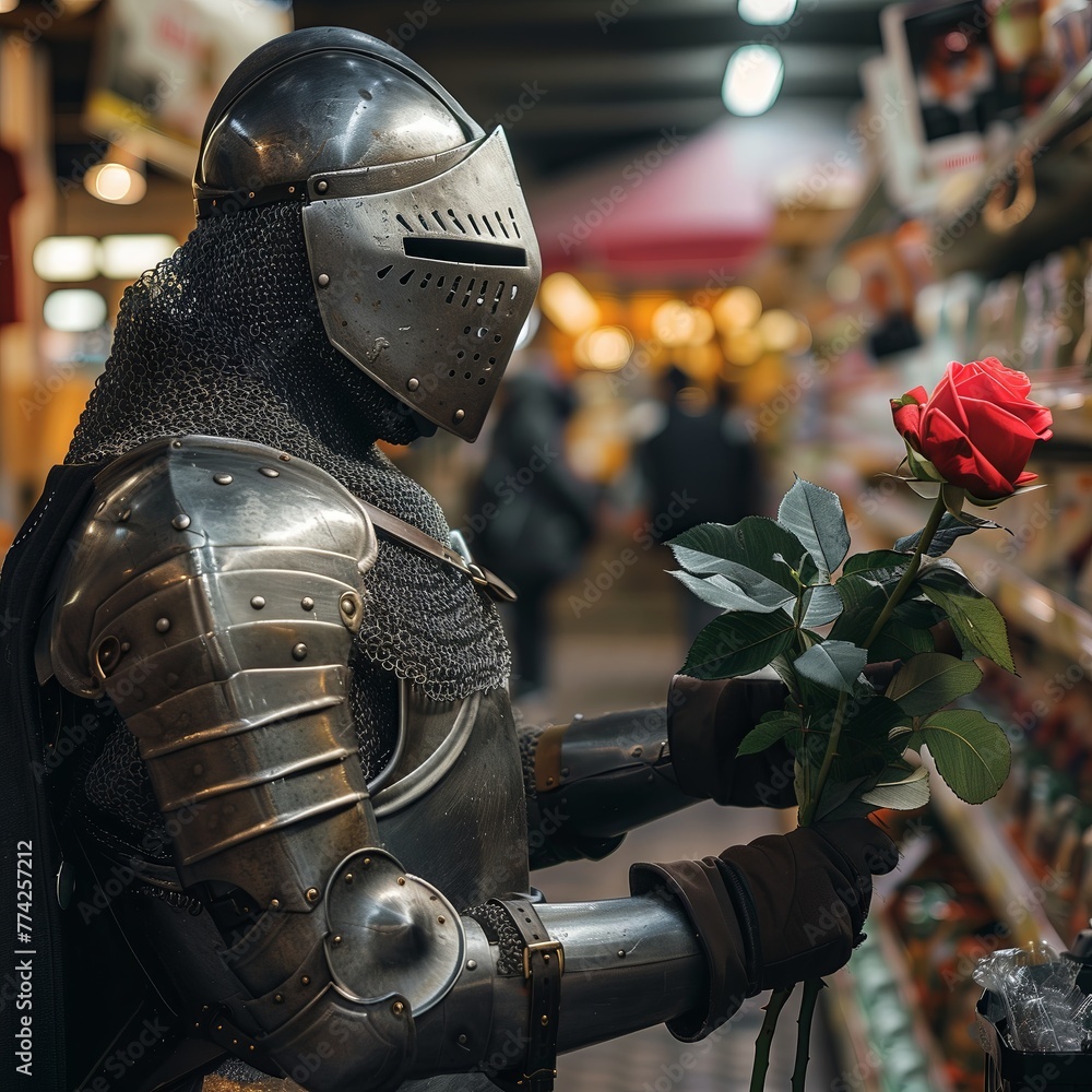 Fototapeta premium Sant Jordi knight with the rose for the princess