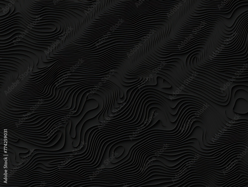 Black topographic line contour map seamless pattern background with copy space 