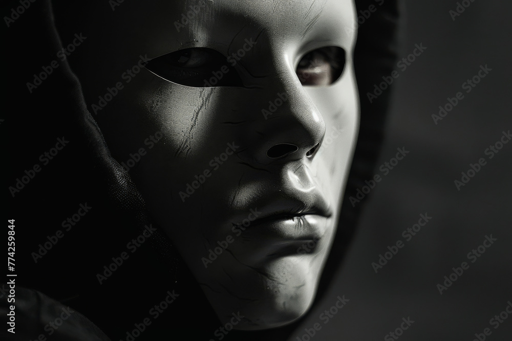 A person holding a mask in front of their face, symbolizing the act of hiding true feelings or identity. A person holding a mask in front of their face, symbolizing the act of hiding true feelings or identity.