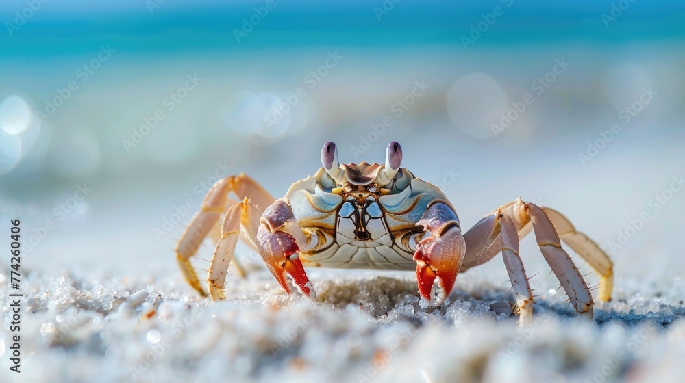 Small sea crab on the beach sand on the background Small sea crab on the beach sand on the background