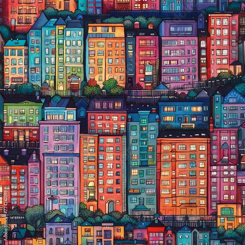 colorful building illustration background
