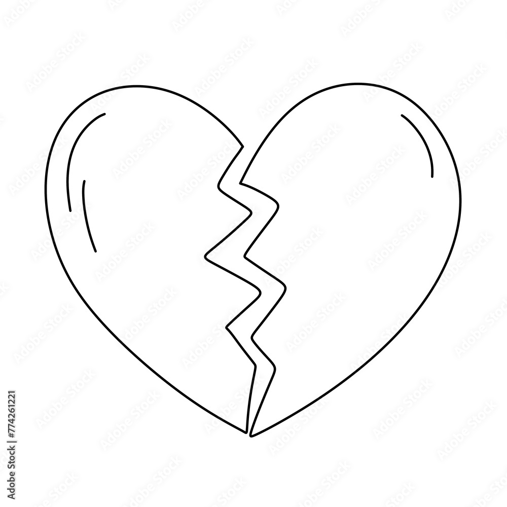 Broken heart line icon. Broken heart line icon.