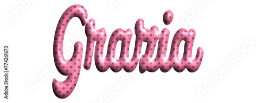 Grazia - pink color with dots, fabric style -name - three-dimensional effect tubular writing - Vector graphics - Word for greetings, banners, card, prints, cricut, silhouette, sublimation