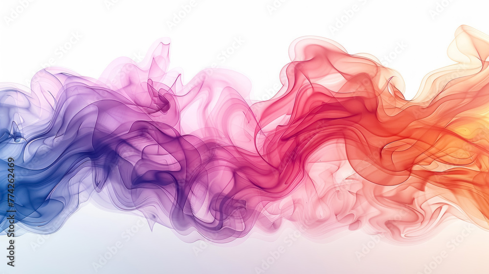 colorful smoke waves, abstract flowing swirls of red, purple and blue hues on a white background colorful smoke waves, abstract flowing swirls of red, purple and blue hues on a white background