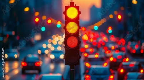 Adaptive Traffic Signal Control: AI optimizes traffic light sequences to reduce congestion. photo