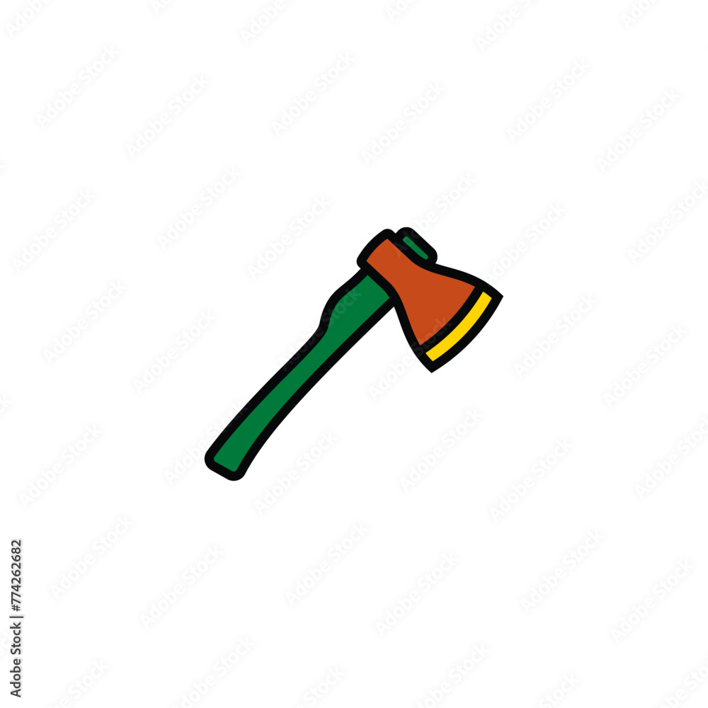 Original vector illustration. The contour icon of a hiking hatchet. Original vector illustration. The contour icon of a hiking hatchet.
