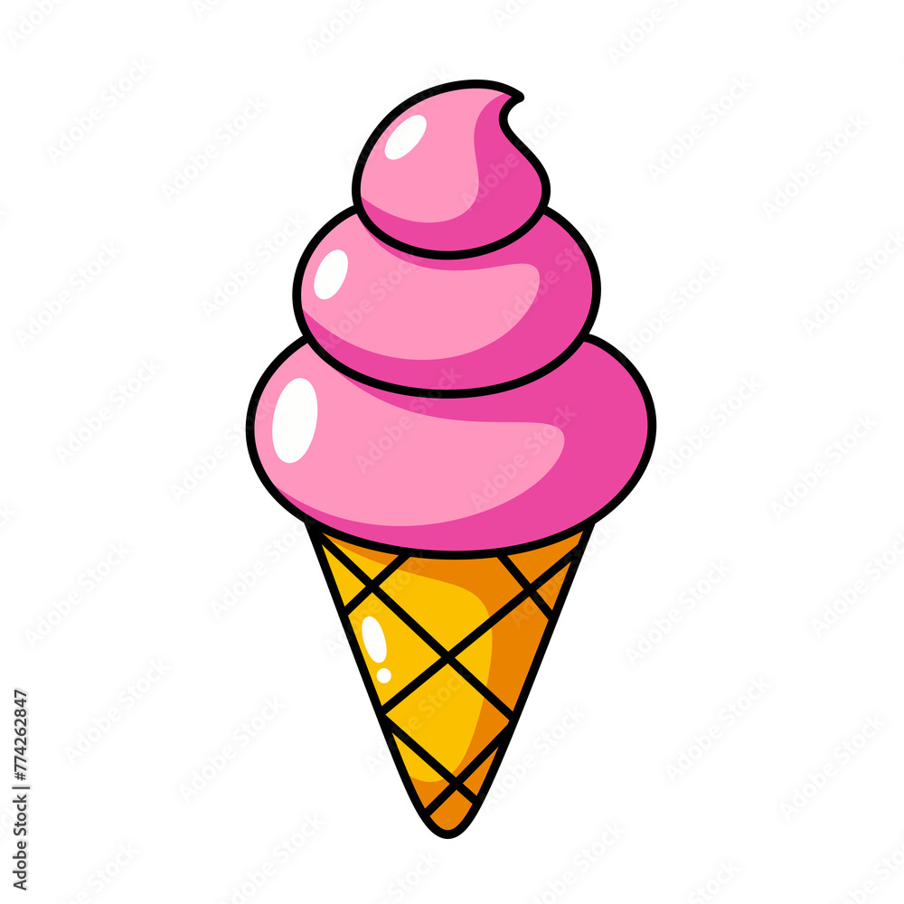 Cartoon Ice Cream Cone Icon. Cartoon Ice Cream Cone Icon.
