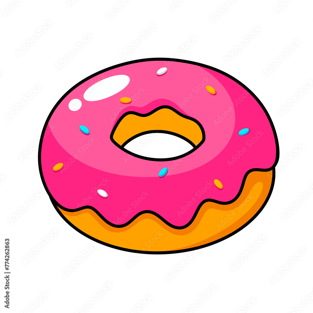 Cartoon Glazed Donut Icon. Cartoon Glazed Donut Icon.