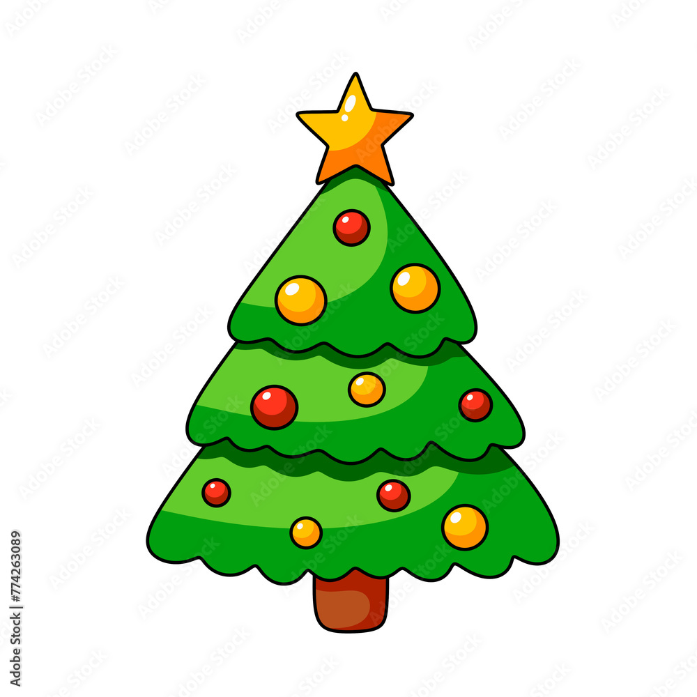 Cartoon Christmas Tree Icon. Cartoon Christmas Tree Icon.