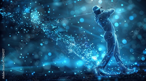 Abstract digital image of a golfer with a beautiful swing posture photo