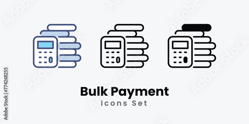 Bulk Payment icon thin line and glyph vector icon stock illustration