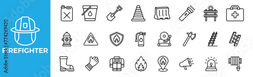 Firefighter  icon set for design elements