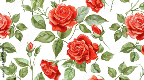 English roses seamless on transparent