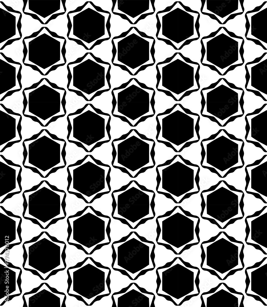 Fototapeta premium Black and white seamless abstract pattern. Background and backdrop. Grayscale ornamental design.