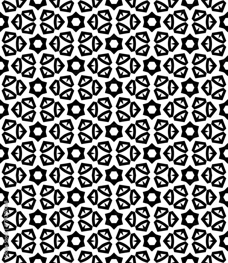 Black and white seamless abstract pattern. Background and backdrop. Grayscale ornamental design.