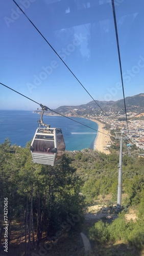cable car on mountain 