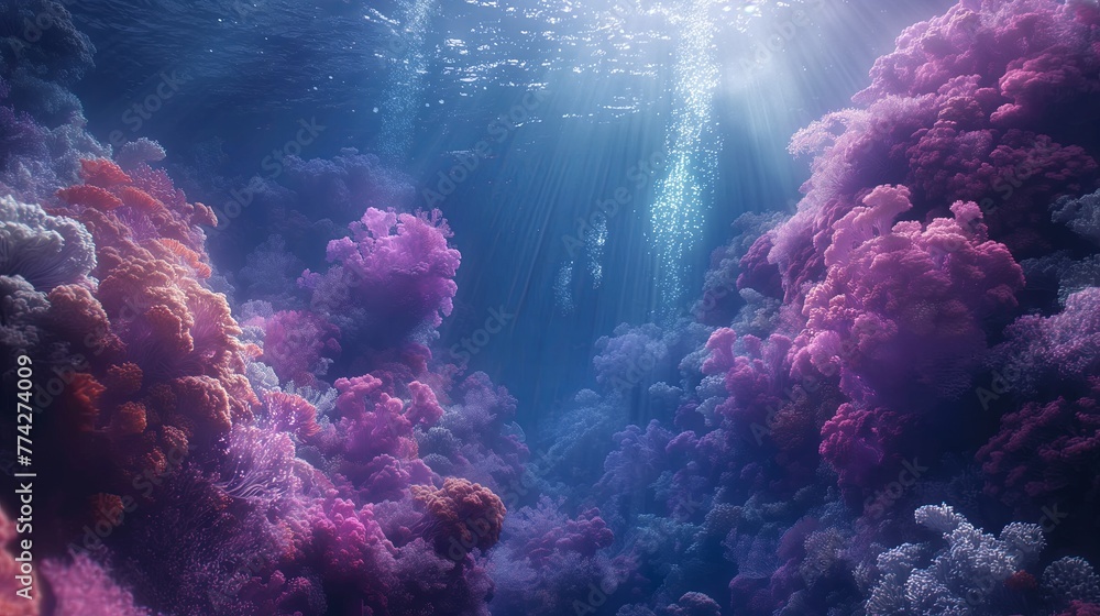 Naklejka premium underwater scene with rays of light