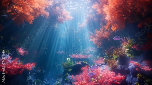 underwater scene with rays of light © Suresh Thangavel
