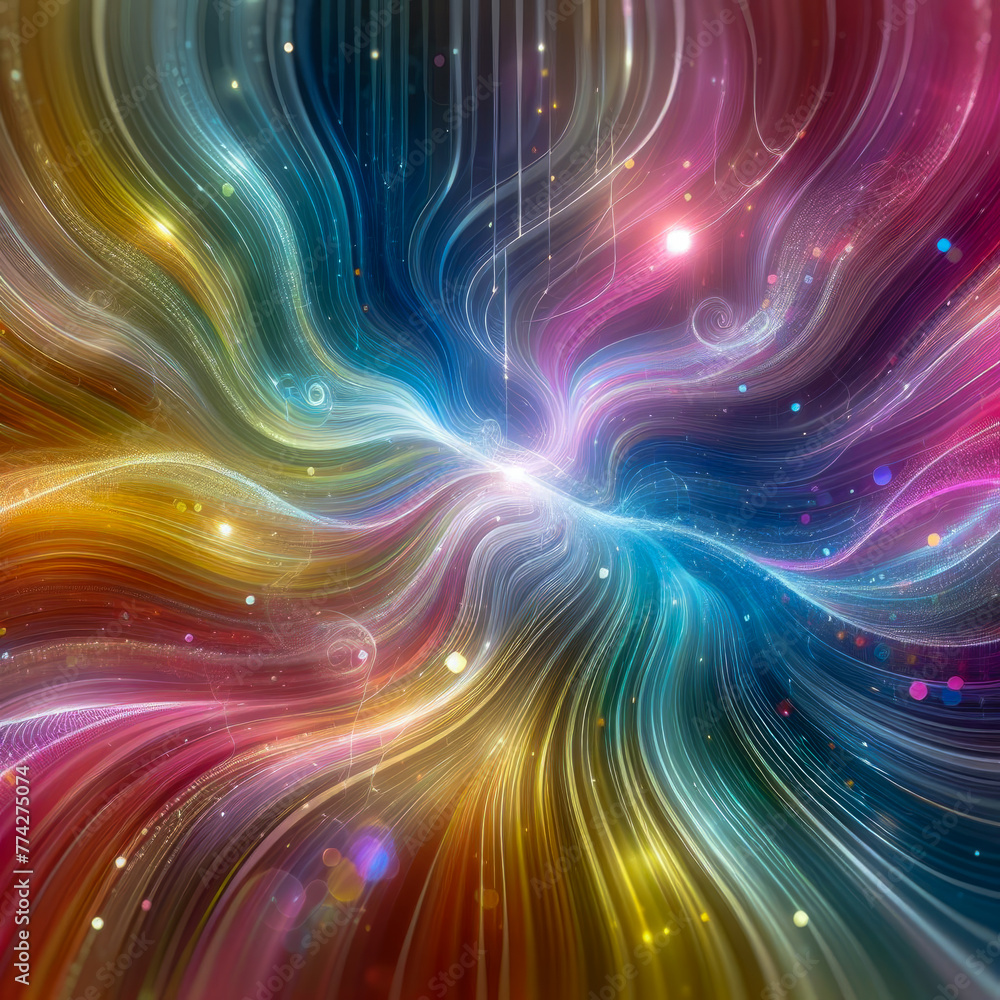 Obraz premium Multi -colored shining lines and waves