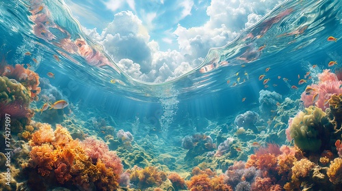coral reef in sea photo