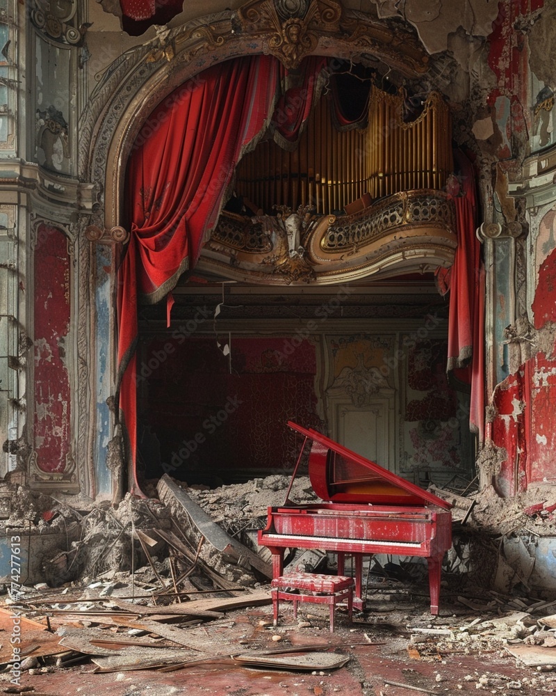 Haunting melody echoing through an abandoned opera house the source unseen but deeply felt.