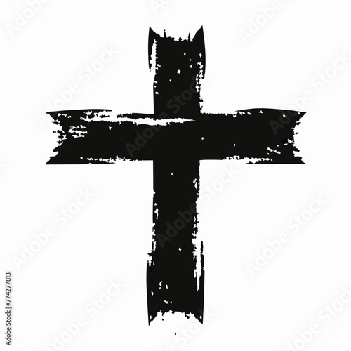 Minimalist cute hand-drawn black grunge cross, school bus, woman, Halloween eggs, bat, christianity symbol of Jesus Christ logo tshirt ai victor graphic elemant design illustration