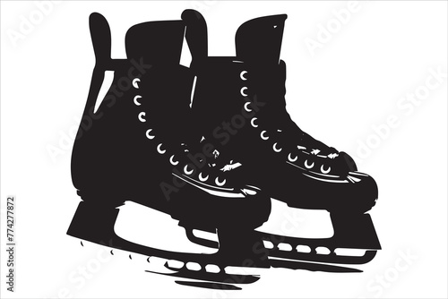 Vector riding ice skates silhouette isolated on white background