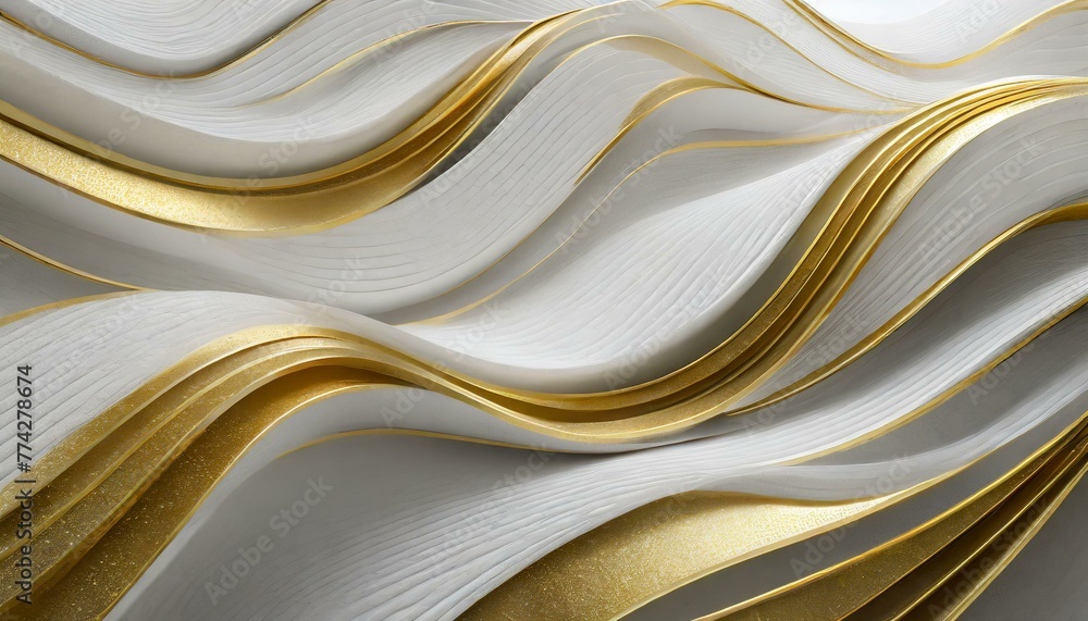 Obraz premium White and Gold Waves Pattern