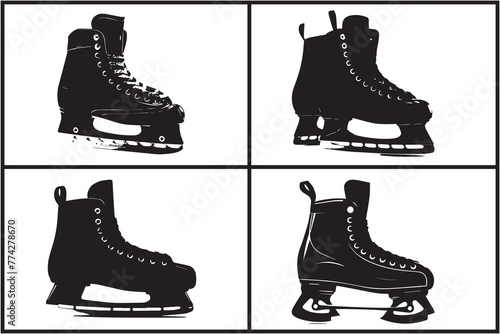 Photography Vector riding ice skates silhouette isolated on white background