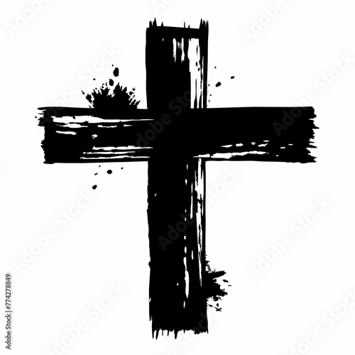 Minimalist cute hand-drawn black grunge cross, school bus, woman, Halloween eggs, bat, christianity symbol of Jesus Christ logo tshirt ai victor graphic elemant design illustration