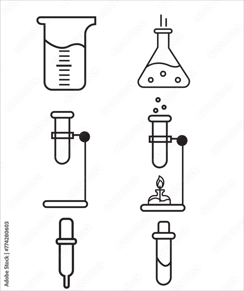 Test tube vector illustration set. Glass test tube laboratory objects for experiment Test tube vector illustration set. Glass test tube laboratory objects for experiment