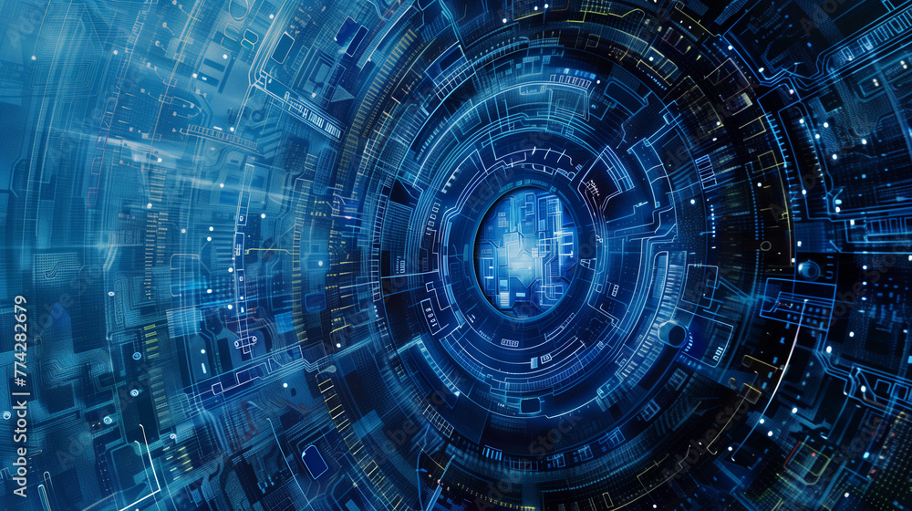 a background with a blue computer circuit a background with a blue computer circuit