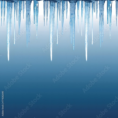blue gradient background with icicles hanging from the top edge