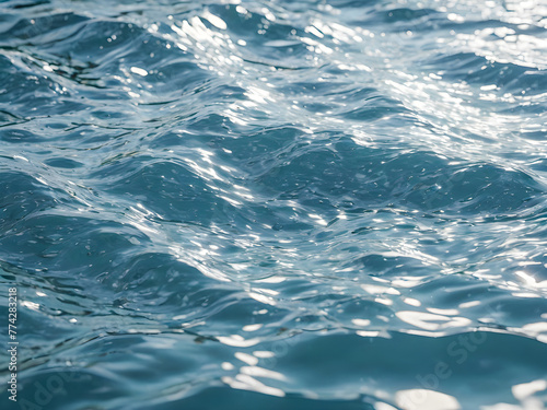 Blue Water Waves Abstract Nature Texture of Sea Waves with Reflective Surface