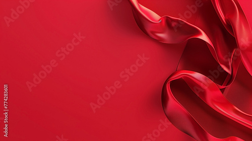 Red satin or silk wavy abstract background with blank space for text.