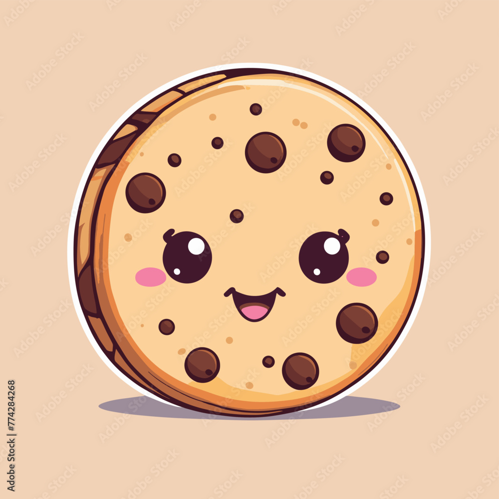Cute cookie cartoon character vector illustration with smiling face Cute cookie cartoon character vector illustration with smiling face