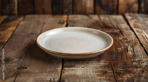 empty plate on the wooden table