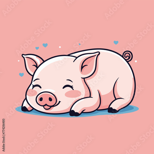 Cute pig sleeping in peace cartoon illustration vector design for children's books