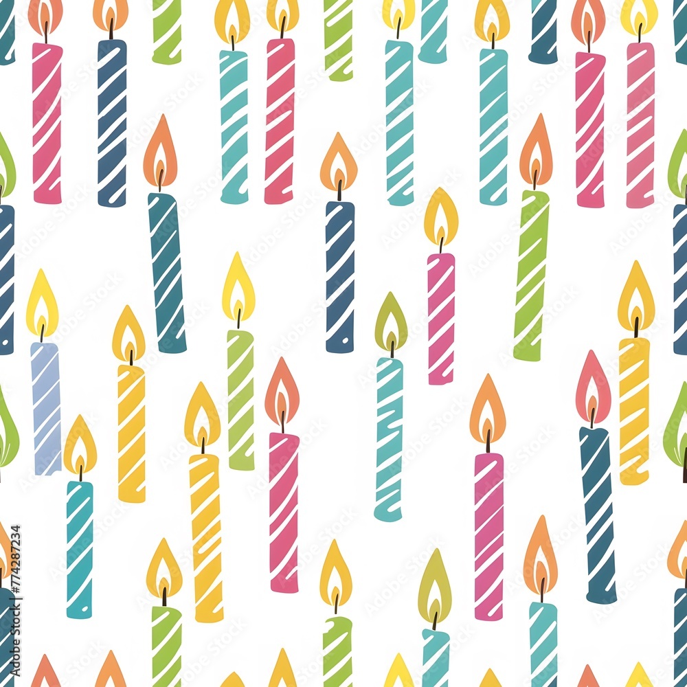 Candle pattern, birthday candles, seamless pattern, white background Candle pattern, birthday candles, seamless pattern, white background
