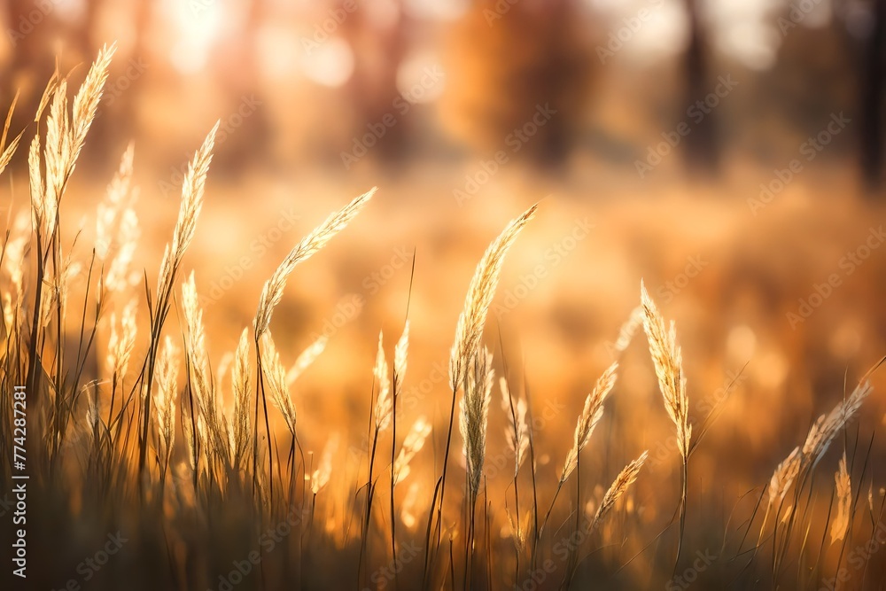 Background, header or banner - grass in the autumn morning light- bokeh, much copyspace Background, header or banner - grass in the autumn morning light- bokeh, much copyspace