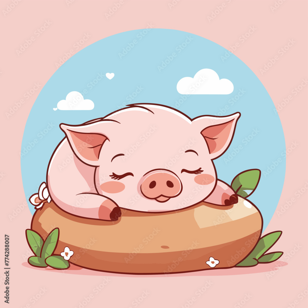Cute cartoon pig illustration vector design Cute cartoon pig illustration vector design