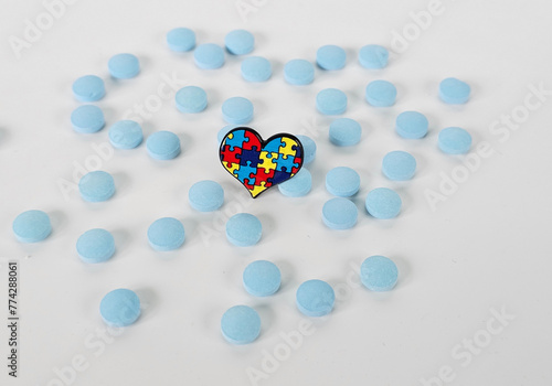 Autism diagnosis with medications concept photo