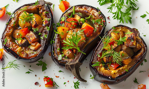 Plant-Based Pleasure: Vegan Baked Eggplants Stuffed with Colorful Veggies and Fragrant Herbs