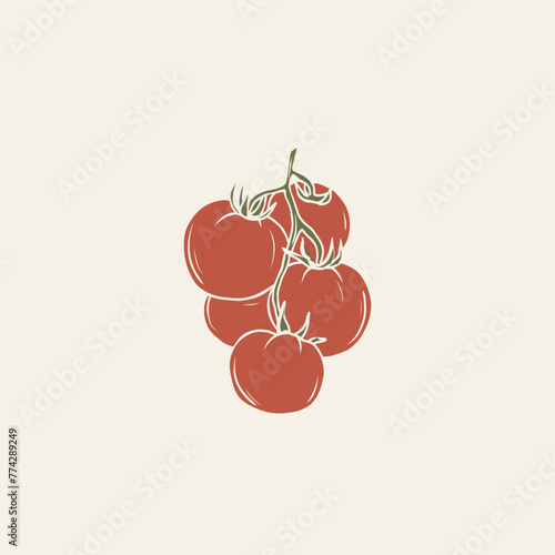 Flat vector tomato branch illustration