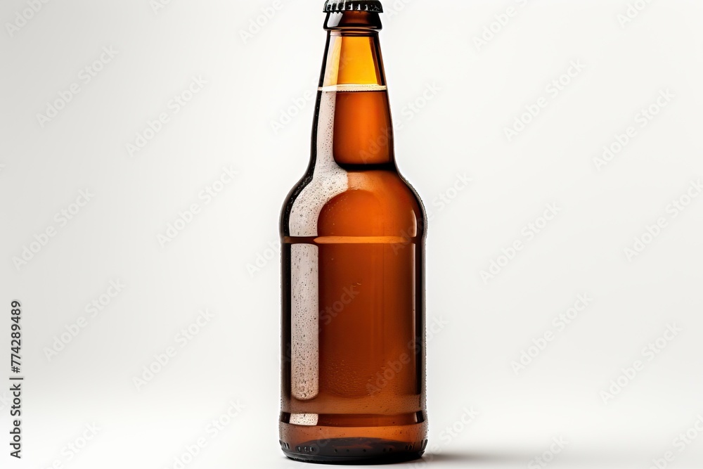 Glass brown beer bottle, beer maker mockup. Glass brown beer bottle, beer maker mockup.