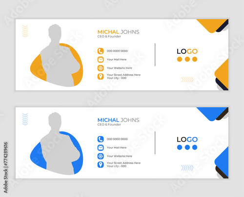 Modern elegant professional corporate email signature, social media cover design with elegant colors and shapes