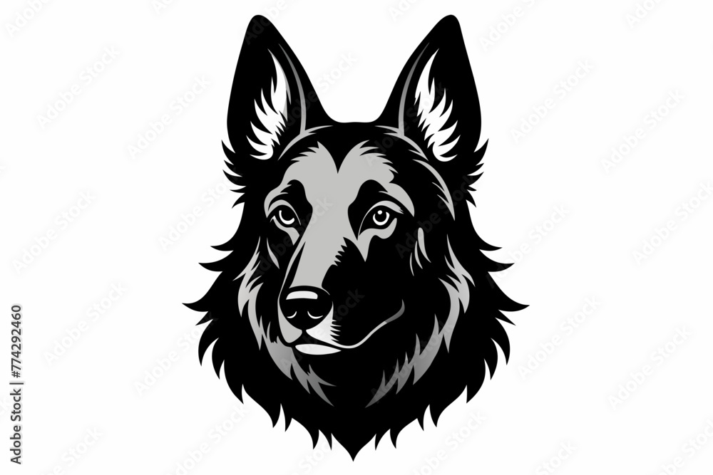 german shepherd head logo silhouette black vector illustration 