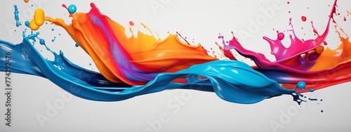 50D Lines of swirling paint splashed with white background. photo