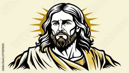 Minimalist hand-drawn simple cute jesus christianity symbol logo tshirt ai victor silhouette graphic elemant design illustration