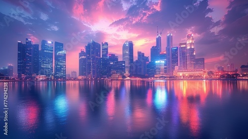 City Skylines: Photograph iconic city skylines during sunrise or sunset for dramatic effect © Nico